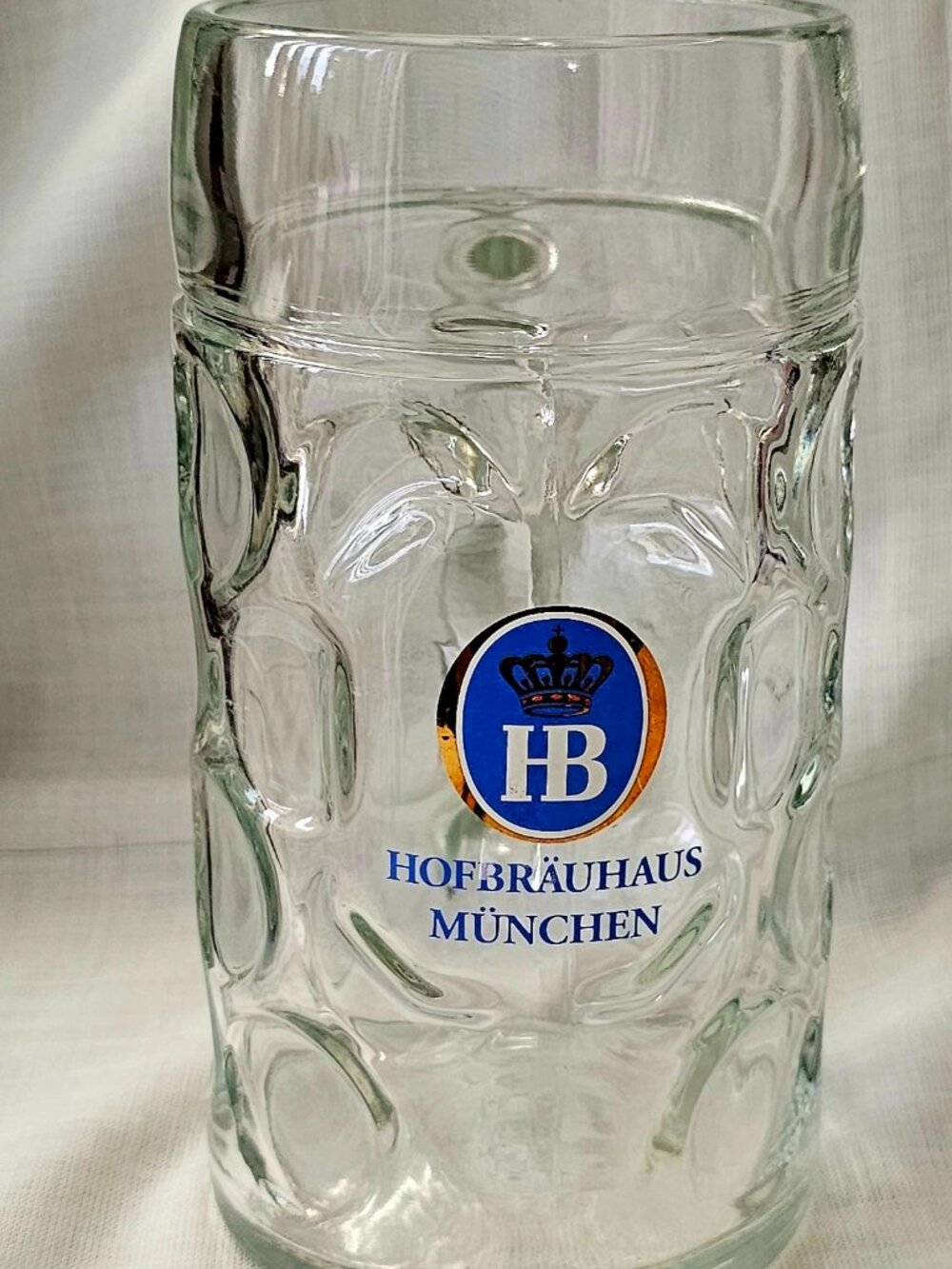 Vintage HOFBRAUHAUS Large German Glass Beer Mug Stein